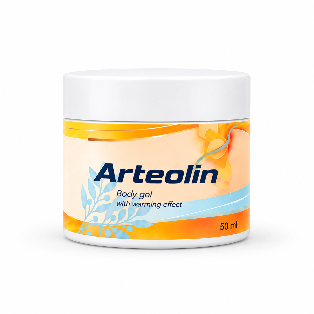 Borcanul Arteolin, gel de corp cu efect de încălzire, 50 ml, cu capac alb și etichetă portocalie